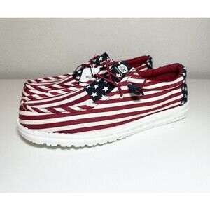 HEYDUDE Wally Americana American Flag Slip On Loafers‎ Shoes Men's 12 *NEW*